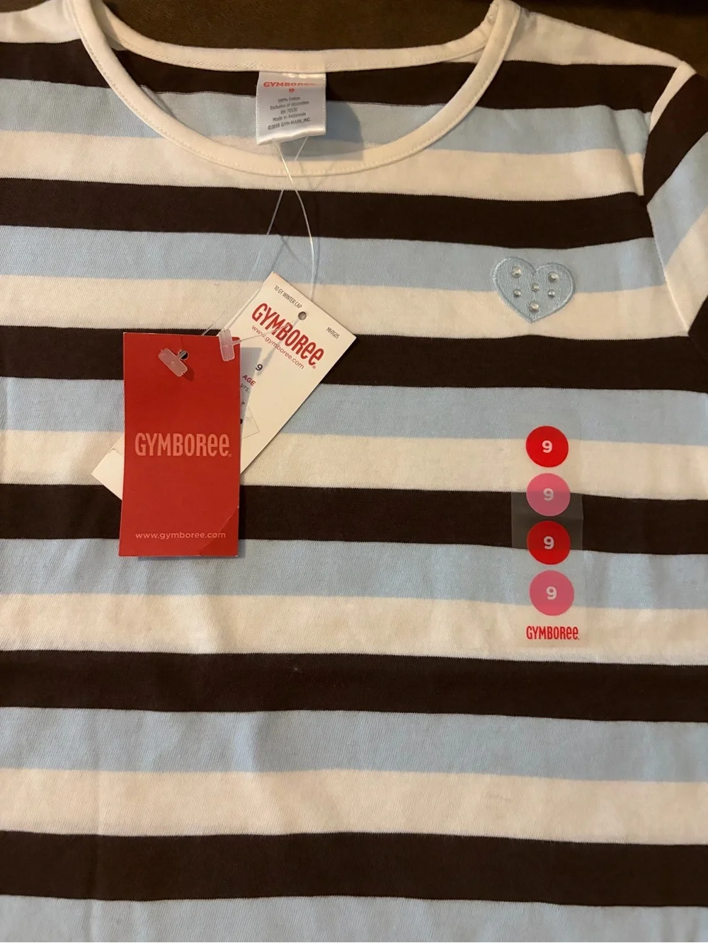 NWOT Gymboree Girls' Light Blue, White & Brown Striped Tee